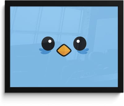 Poster in lijst - Fotolijst 40x30 cm - Posters - Vogel - Blauw - Eenvoudig - Posterlijst zwart - Decoratie - Wanddecoratie woonkamer - Muurdecoratie slaapkamer