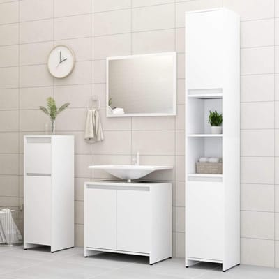 Badkamer Meubelset - Kasten Set - Opbergen Badkamer - Inclusief Spiegel - 4 Delig - Wit