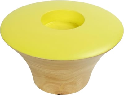 Fine Asianliving Japandi Kaarshouder Mangohout Handgemaakt Geel D13xH8cm