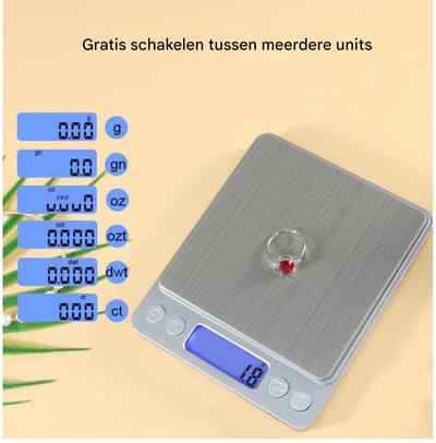 GELLDG Digitale Keukenweegschaal - Koffieweegschaal - USB Oplaadbaar - Waterdicht - LCD Display - Metaal - 13,5x11x2 cm - Geschikt voor Ingrediënten, Sieraden, Koffie