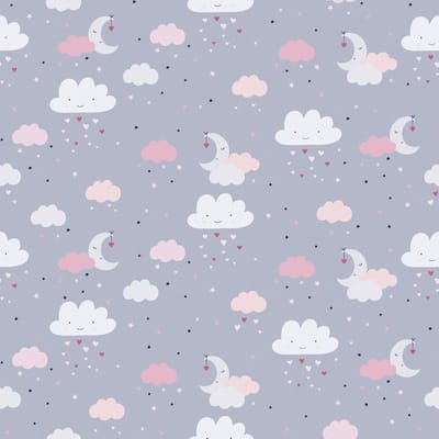 Kinderbehang Profhome 381251-GU vliesbehang licht gestructureerd met kinder patroon mat grijs roze beige wit 5,33 m2