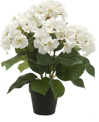 Emerald - Kunstplant in pot Hortensia wit 40cm - Kunstplant voor binnen