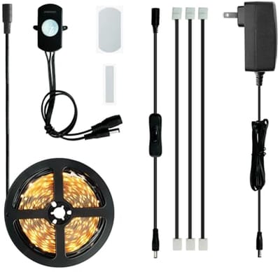 Bewegingsgeactiveerde LED Strip Lichtset - Flexibele 6m Slaapkamerverlichting met PIR Sensor en Warm Wit Licht