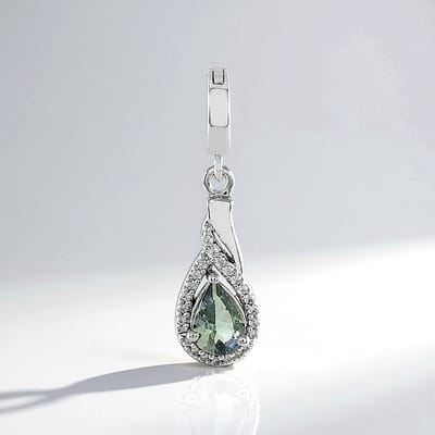 Cavill - Zilveren Hanger 925 Sterling Zilver Geplatineerd - 0,61 ct Peervorm Tanzaniet & 24 Zirkonen - Elegant & Tijdloos