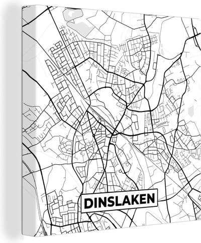 Canvas Schilderij Dinslaken - Plattegrond - Kaart - Stadskaart - 20x20 cm - Wanddecoratie