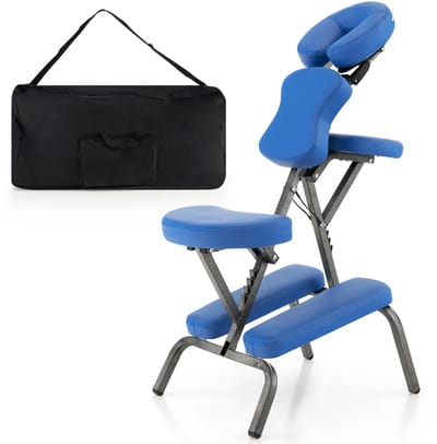 COSTWAY Massagestoel, inklapbaar, tattoostoel, in hoogte verstelbaar, therapiestoel, draagbaar, klapmassagestoel met draagtas
