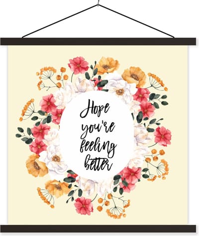 Posterhanger incl. Poster 60x60 cm - Schoolplaat - Sterkte - Quotes - Plant - Hope - Textielposter - Zwarte latten