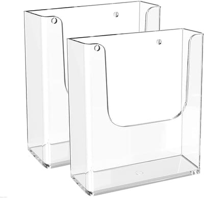 Dailygoods- Brochurehouder A5 - 2 Stuks - Doorzichtig Kunststof - Wandhouder - Acryl Houder - Geschikt voor Documenten