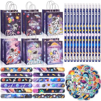 Dailygoods- Feestcadeautjes 86 Stuks - Ruimtefeestcadeautjes - Kinderverjaardag - Cadeauzakjes - Feestgeschenkverpakkingen - Vulling - Goodiebags