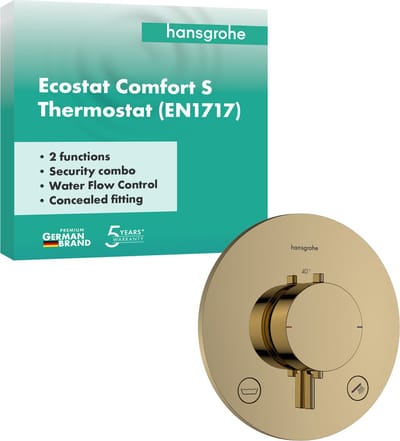 Hansgrohe Ecostat Comfort S - Thermostatische inbouwkraan, voor 2 functies, afwerking gepolijst goud 33718990