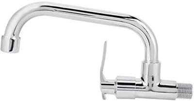 Dailygoods- Gootsteenkraan 360° Roteerbaar - Wandmontage - Enkele Koudwaterkraan - Ergonomisch Handvat - Messing/Roestvrij Staal - Corrosiebestendig - Keukenkraan
