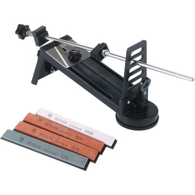 Messen slijpkit met vaste hoek Messenslijper Professioneel Fijn Medium Grof 4 Slijpstenen 120# 320# 600# 1500# voor Mes Schaar Sharpener & Sharpening Stone zwart