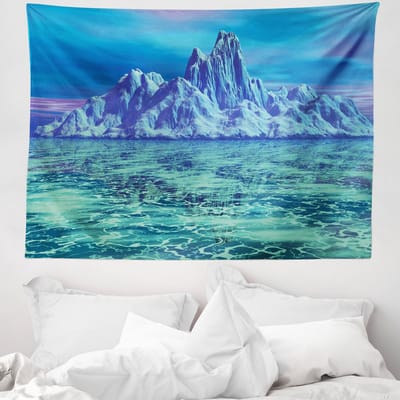 ABAKUHAUS IJsberg wandtapijt, Arctisch landschap, 150 x 110 cm, mintgroen meerkleurig