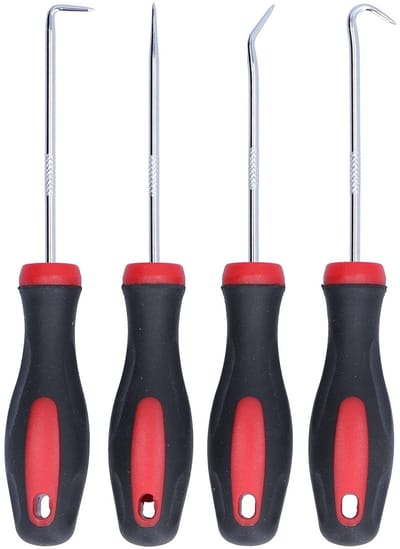 Dailygoods- Pick Hook Set 4 Stuks - Haak 45°/Haak 90°/Puntboor - Chroom Vanadium Gelegeerd Staal - Anti-roest - Duurzaam/Versterkt - Haakset