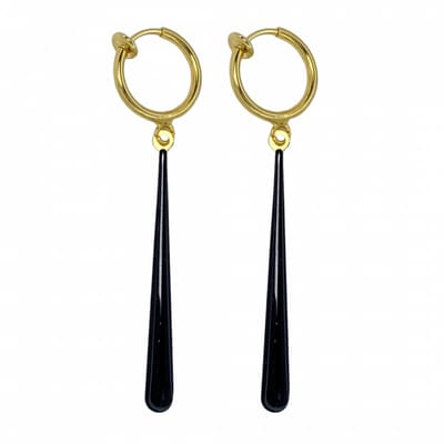 Klem oorbellen -Lafayette- zwart -emaille -lang -goudkleurig-geen gaatje-Charme bijoux