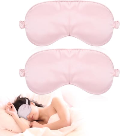 Set van 2 Zijden Slaapmaskers, Zacht Oogmasker voor Donkerte, Ideaal voor Reis en Ontspanning, Geschikt voor Mannen en Vrouwen, Roze