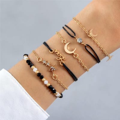 Sorprese Armband - Stars - Goudkleurig - Armband Dames - 6-Delige Armbanden - Cadeau - Model T