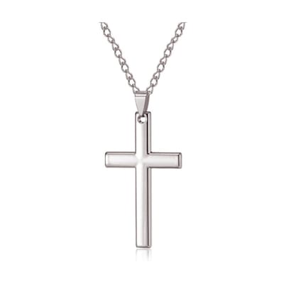Sorprese Kruis Ketting Heren - Credo - Zilverkleurig - 60 cm - Kruis Hanger 4,8 x 2,8 cm - Stoer & Stijlvol - Model F