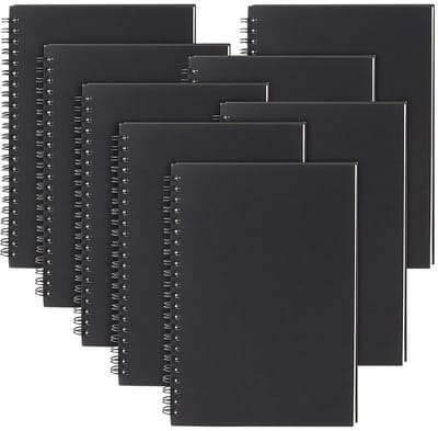 Dailygoods- Spiraalschetsboek A5 - 8 Packs - Gelinieerd - Zwart - 60 Vellen/120 Pagina's - Oogbeschermend Papier - Notitieboek
