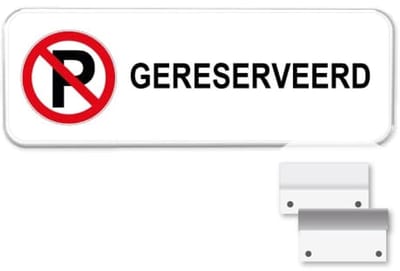 Parkeerbord Gereserveerd - Weerbestendig Aluminium - 40x15 cm - Bevestiging: Met muur-/ wandmontage beugels