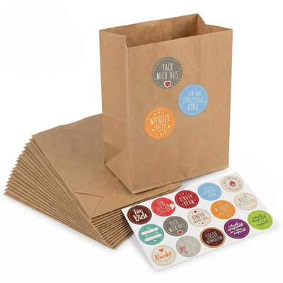 Dailygoods- Geschenkzakjes 12 stuks - Kraftpapier 17 x 26 cm - Doe-het-zelf - Verpakking - Knutselen - Stabiele kruisbodem