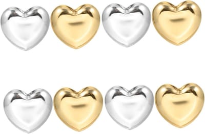Hart Sieradenbakjes - Opbergbakjes Ringen - Sieraden Opbergen - Roestvrij Staal - 8 stuks - Goud en Zilver