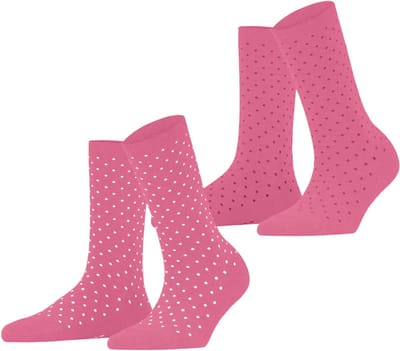 Esprit Fine Dot 2-Pack gedessineerd katoen multipack sokken dames roze - maat 35-38