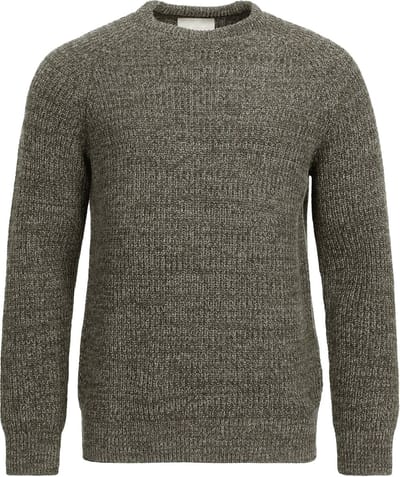 Barbour Trui Lamswol Knitted Olijfgroen - Maat L - Heren