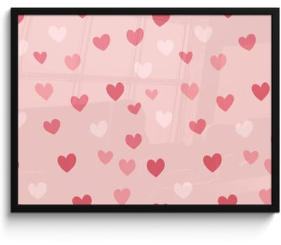 Poster in lijst - Fotolijst 80x60 cm - Posters - Hartjes - Patroon - Roze - Eenvoudig - Posterlijst zwart - Decoratie - Wanddecoratie woonkamer - Muurdecoratie slaapkamer