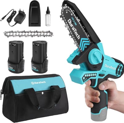Draagbare Mini Kettingzaag met 12 V Accu - Snelle Kettingwissel en Lithium-ion Accu's voor Tuinieren