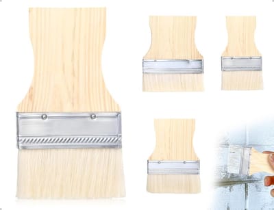 Set van 3 Herbruikbare Platte Kwasten voor Verf, Glazuur en Acrylverf - Houten Handvatten, Ideaal voor Muurverf en Waterverf (3/4/5 Inch)