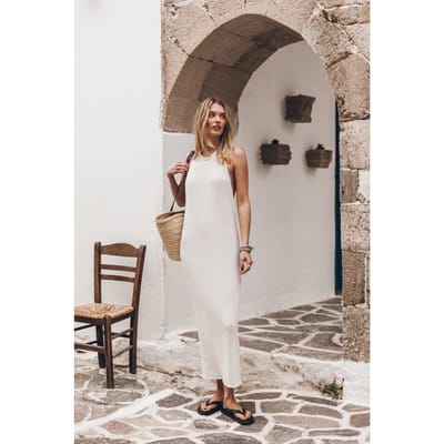 Mikuta The White Halter Long Knit Dress Black Size: L | Maxi Dresses Outlet | Dames | Zwart