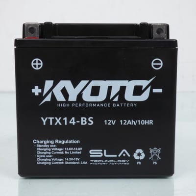 Batterie SLA Kyoto pour Scooter Aprilia 125 SR Motard 2012 à 2014 YTX14-BS / 12V 12Ah Neuf