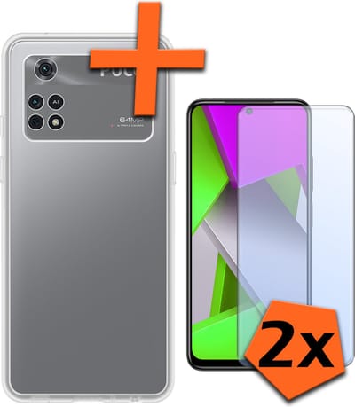 Hoes - Met 2x Screenprotector - Geschikt voor Xiaomi Poco X4 Pro 5G - Sterk & Shockproof - Back Cover - Siliconen Case - Telefoon Hoes - Transparant