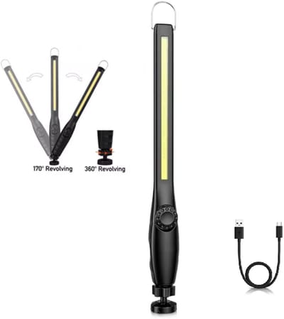 TLVX LED Werklamp XL Oplaadbaar - Accu LED Lamp - LED Zaklamp - Magneet LED lamp - Looplamp LED - Worklight - Garage lamp - Dimbaar - Haak - Magnetisch - Magneet voet - Zwenkarm – Draaibaar - 700 Lumen