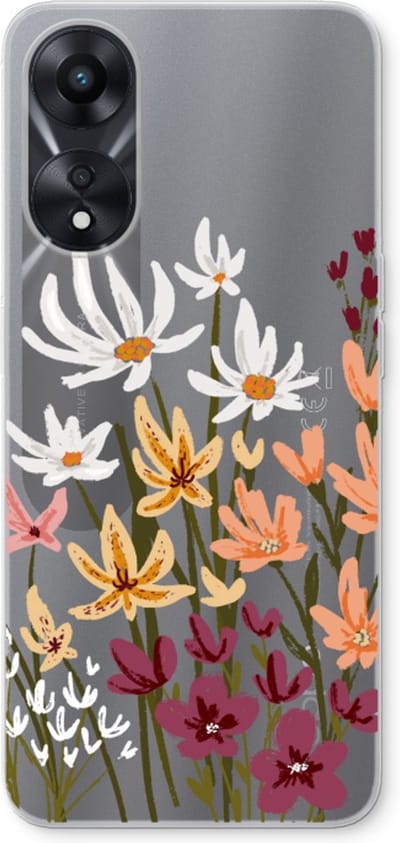 Case Company® - Hoesje geschikt voor Oppo A78 5G hoesje - Painted wildflowers - Soft Cover Telefoonhoesje - Bescherming aan alle Kanten en Schermrand
