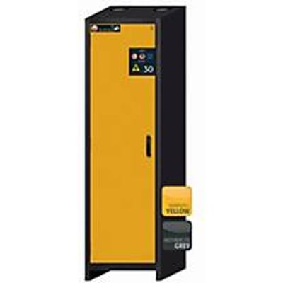 Veiligheidskast type 30 asecos Q-CLASSIC-30, scharnierende deur, links scharnierend, voorste veiligheidsdeur geel, B 564 x D 620 x H 1947 mm