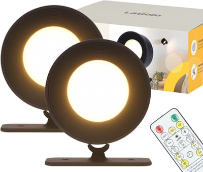 Latium Oplaadbare Wandlampen Set van 2 met Afstandsbediening voor Binnen – Draadloos en USB oplaadbaar – Dimbaar en te Bevestigen zonder Boren - 3 Lichtkleuren – USB Oplaadbaar – Zwart