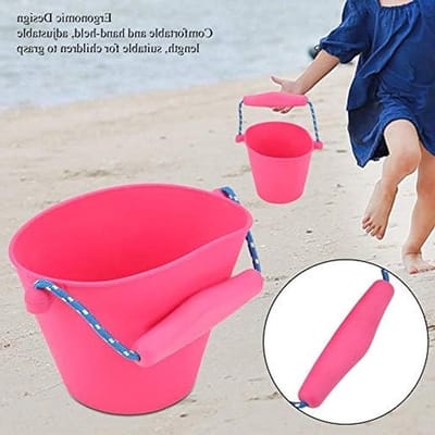 Vouwbare Silicone Emmer voor Strand en Kamperen - Ideaal voor Kinderen en Activiteiten Buiten (Roze Rood)