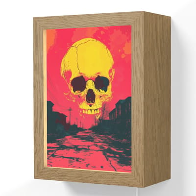 Wandlamp 15x20 cm - Oplaadbaar - Straat - Verlaten - Schedel - Geel - Wandlampen binnen woonkamer - Slaapkamer lamp met kabel - Decoratieve nachtlamp - Vloerlamp snoer