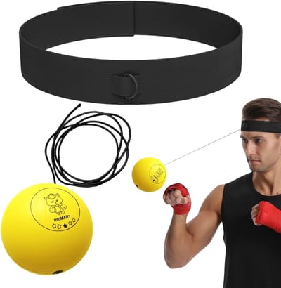 Boksreflexbal Set - Trainingsbal Hoofdband - Verbeter Reflexen - Duurzaam PU Schuim - 3 Ballen - Geel