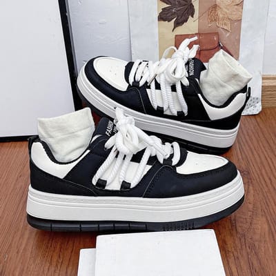 Kleine Witte Schoenen Dames Herfst Nieuw Ins Trendy Veelzijdige Casual Board Schoenen met Dikke Zool 41 zwart