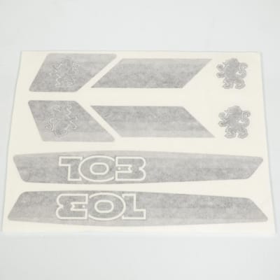 Planche 8 autocollant sticker pour mobylette Peugeot 103 gris / noir Neuf