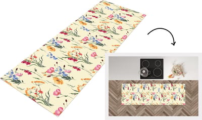 Keukenloper - Loper keuken - Pasen - Patroon - Bloem - 150x50 cm - Keukenloper vinyl