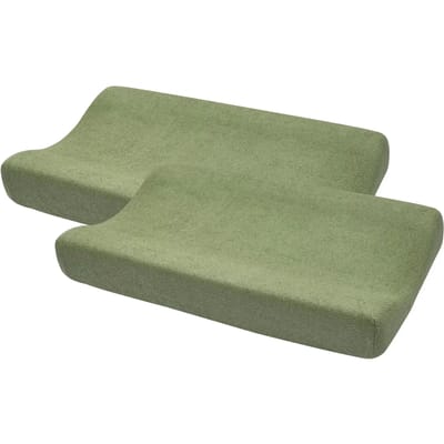 Meyco Baby Uni aankleedkussenhoes - 2-pack - badstof - olive green - 50x70cm