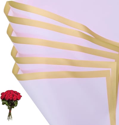 Cadeaupapier, 20 vellen gouden rand waterdicht boeket papieren wrap bloemistbenodigdheden verpakking bloemenpapier voor bruiloft doe-het-zelf ambacht Valentijnsdag Moederdag, lichtpaars