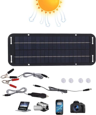Zonnepaneel Oplader - Solar Batterij Lader - Batterij Onderhoud - Waterdicht Ontwerp - 20W Paneel - Zwart