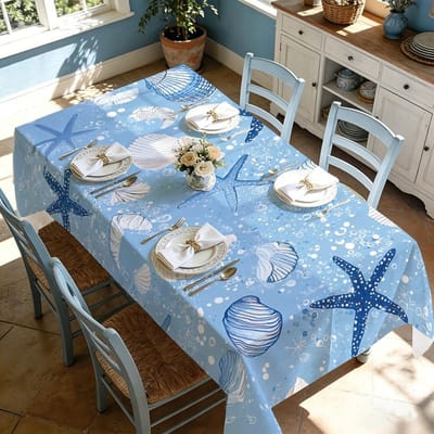Couronne de fleurs du Jour de l'Indépendance Nappe rectangulaire imperméable Fleur étoile rouge bleue Drapeau USA Housse de table pour dîner cuisine 90x140cm