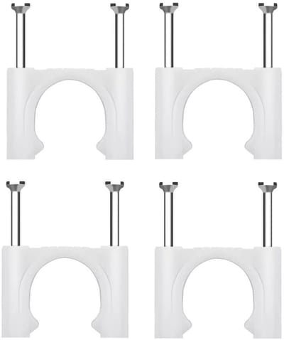 JHUBERS- Kabelklemmen Sterk - Kabelbinder - Kabelorganiser - Kabelclips Zelfklevend - Kabelclips met Spijker - Wit Rond Profiel - 50mm, 6 Stuks