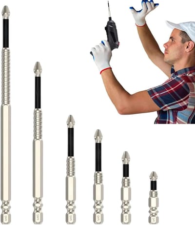 Schroevendraaier Set - Boor Bits - Gereedschap Reparatie - Sterke Magneet - 6 Delig - Zilver